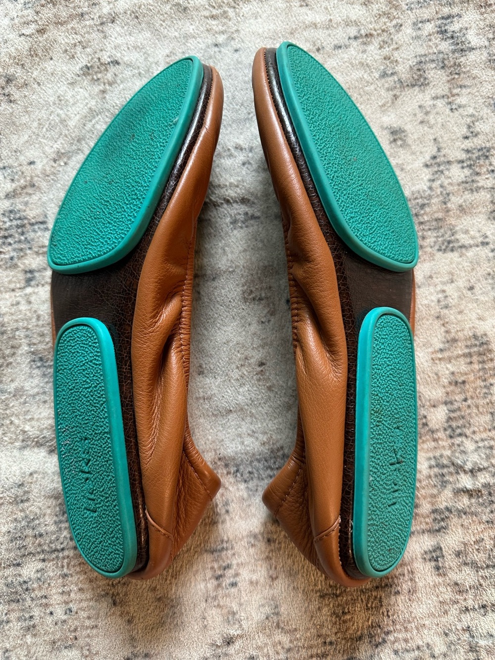 Tieks by Gavrieli Brown Leather Ballet Flats Teal Sole Women’s Size 10 - Picture 4 of 5